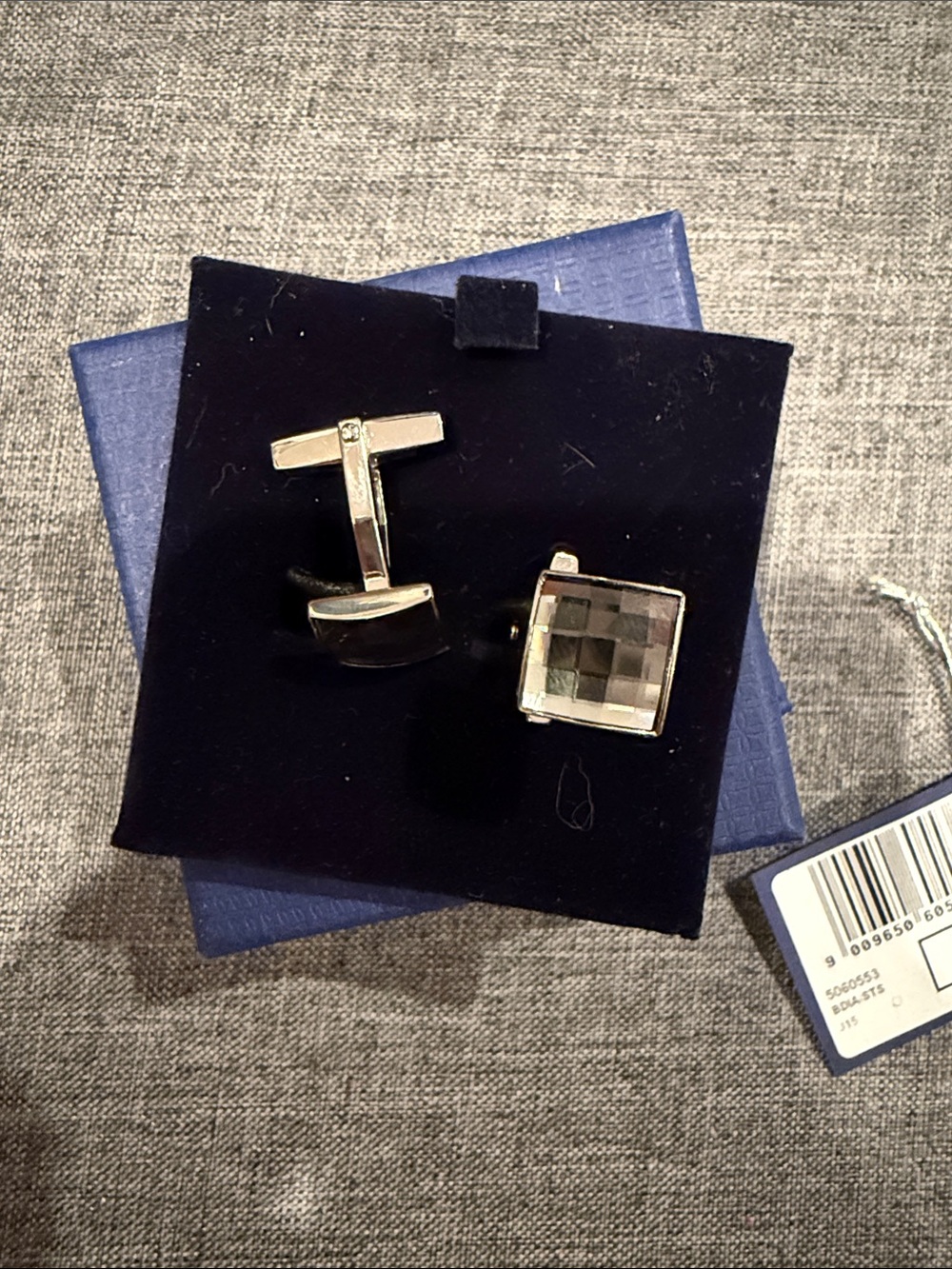 Swarovski Men's Clear Crystal Square Silver-Tone Cufflinks